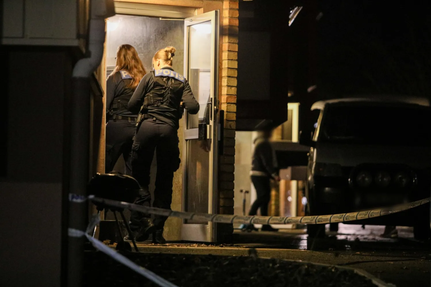 Polis vid allvarligt våldsbrott i Huskvarna