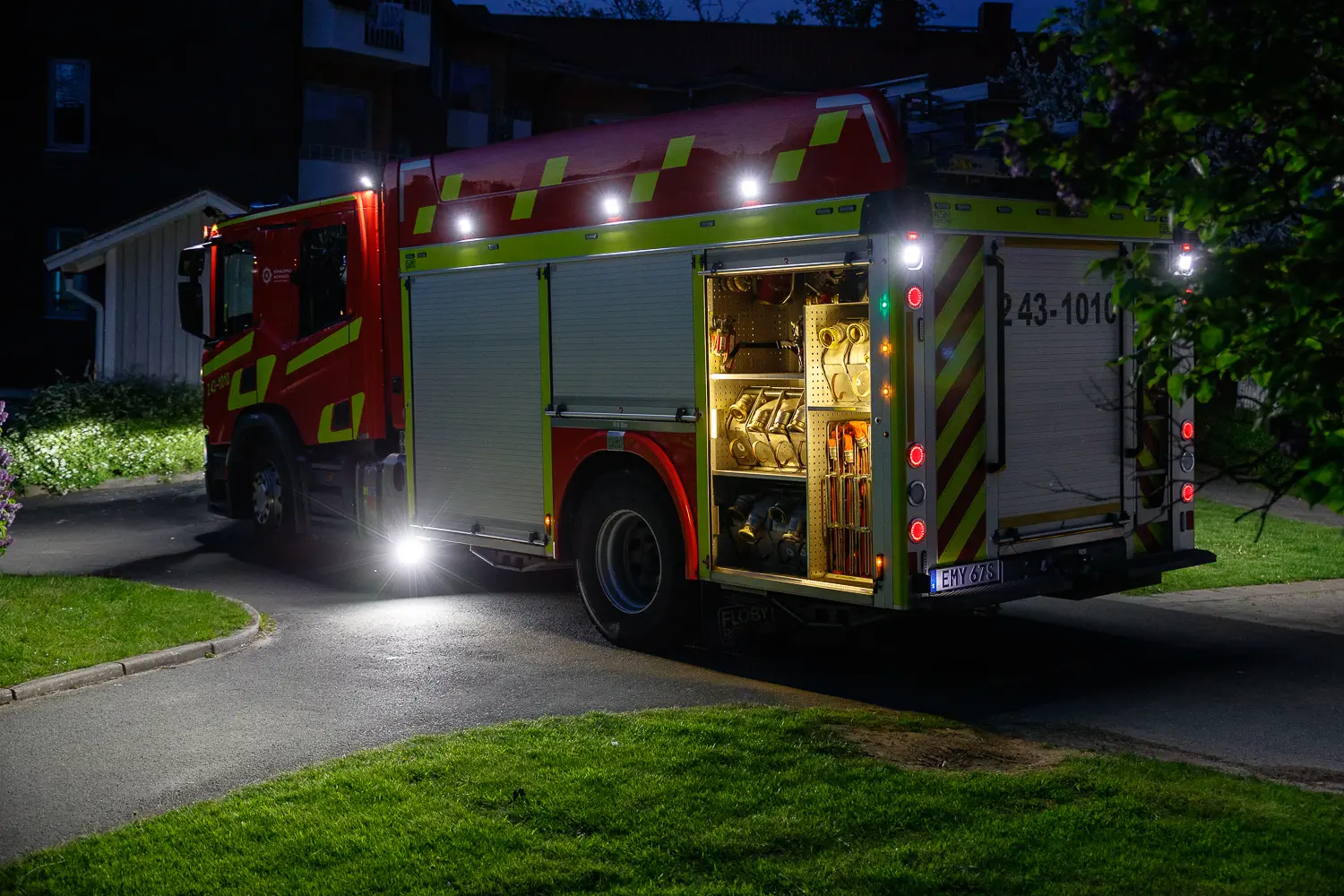 Larm om brand i byggnad