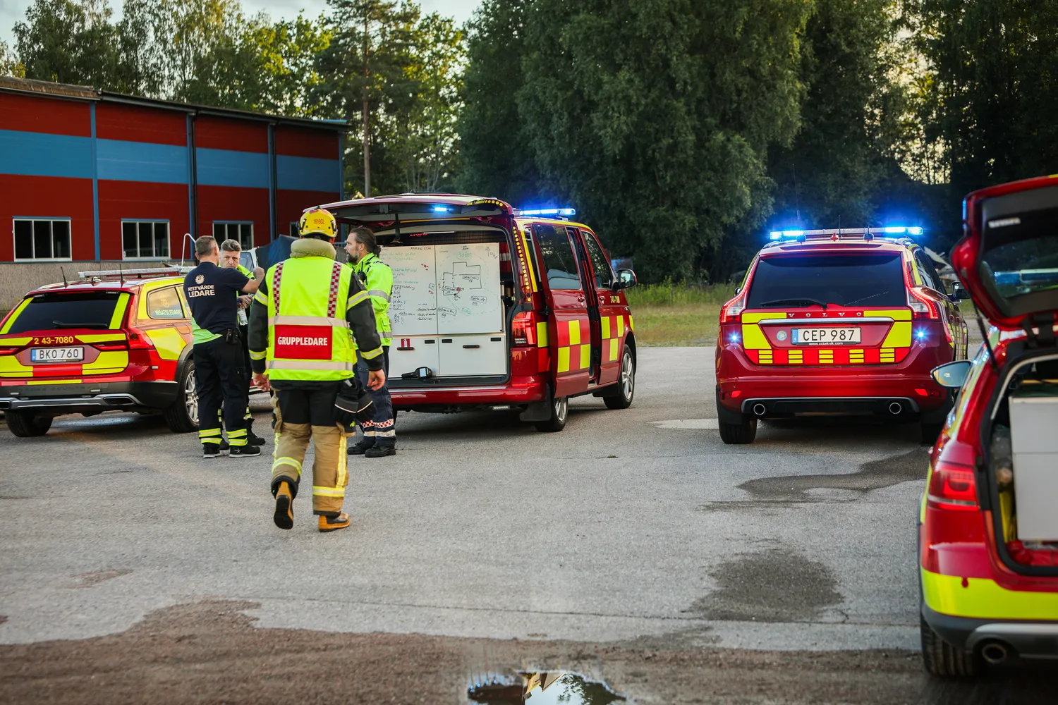 Räddningstjänsten på brand i industri i Bor, Värnamo