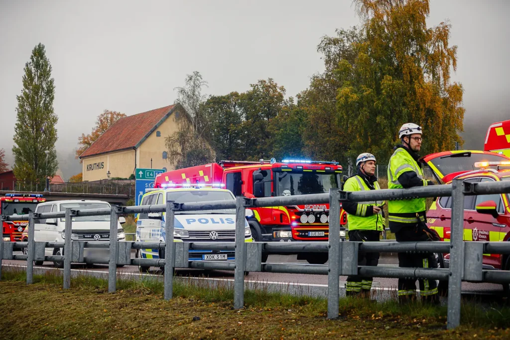 Rökutveckling från lastbil på E4