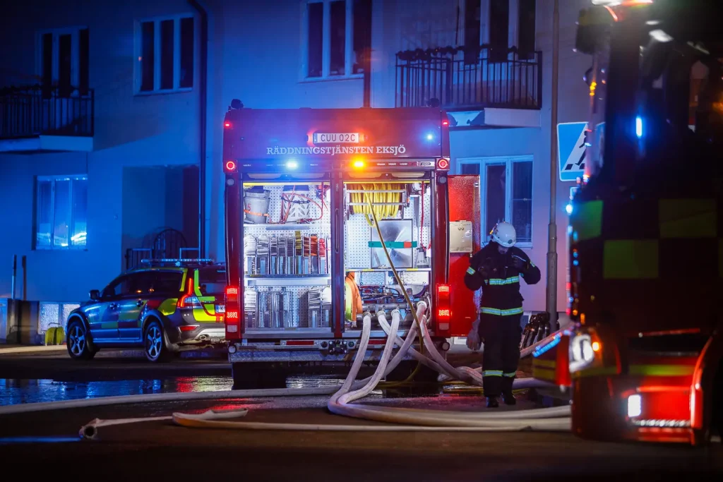 Lägenhetsbrand i centrala Eksjö