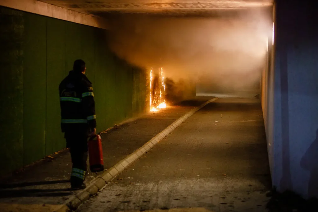 Brand i gångtunnel vid Junegatan