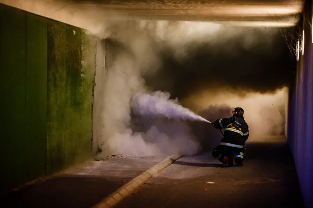 Brand i gångtunnel vid Junegatan