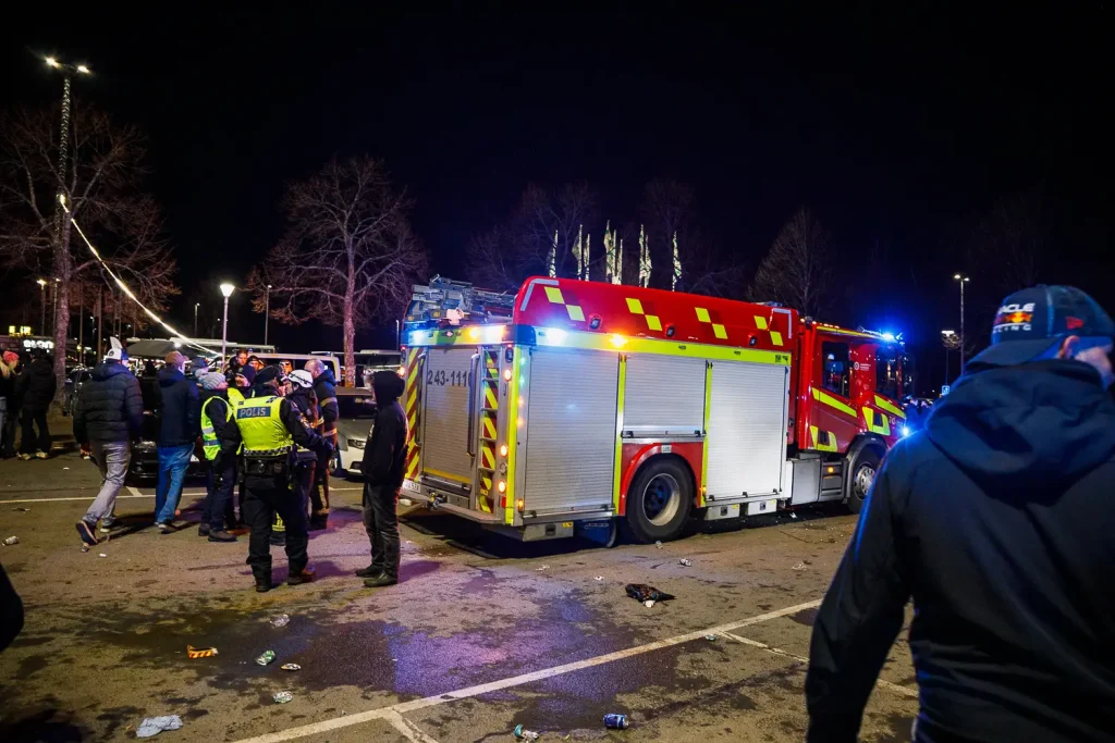Husvagn i brand på A6-parkeringen i Jönköping