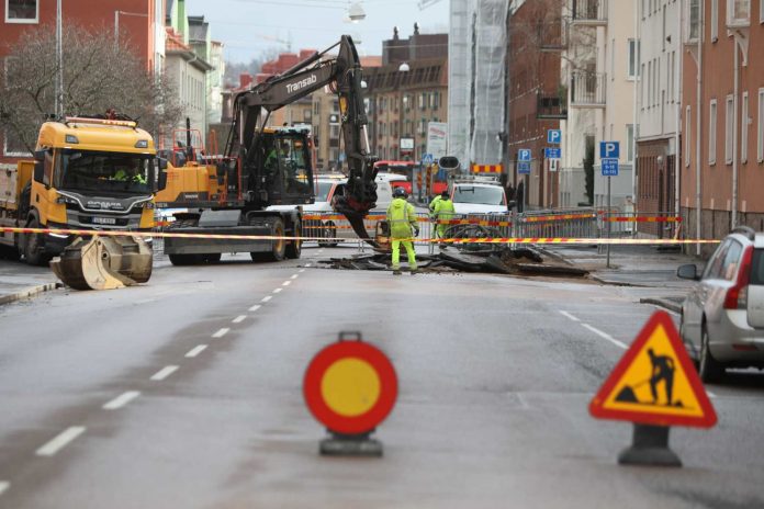 Vattenläcka på Östra Storgatan