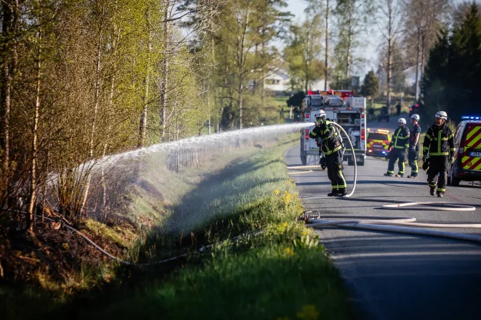 Brand i terrängen vid Lekeryd