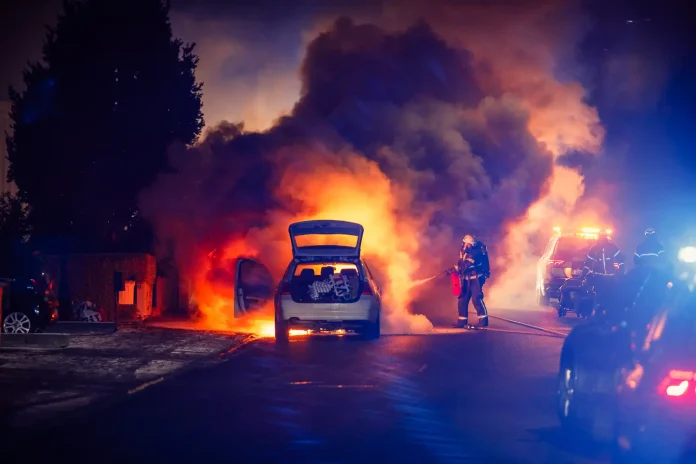 Bilbrand i Huskvarna
