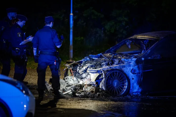 Bilbrand i centrala Jönköping