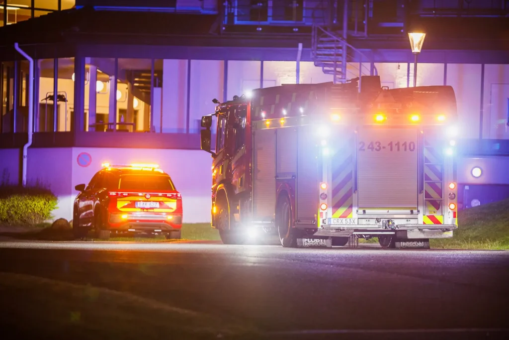 Räddningstjänst vid brand i radhus vid A6-området i Jönköping