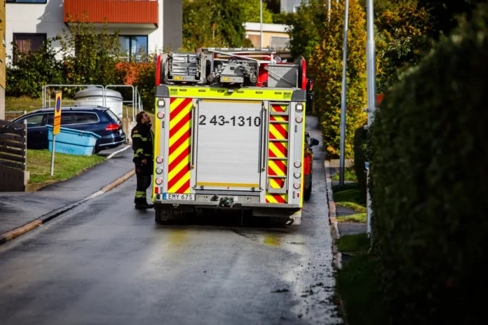 Bilbrand på Nygatan i Huskvarna